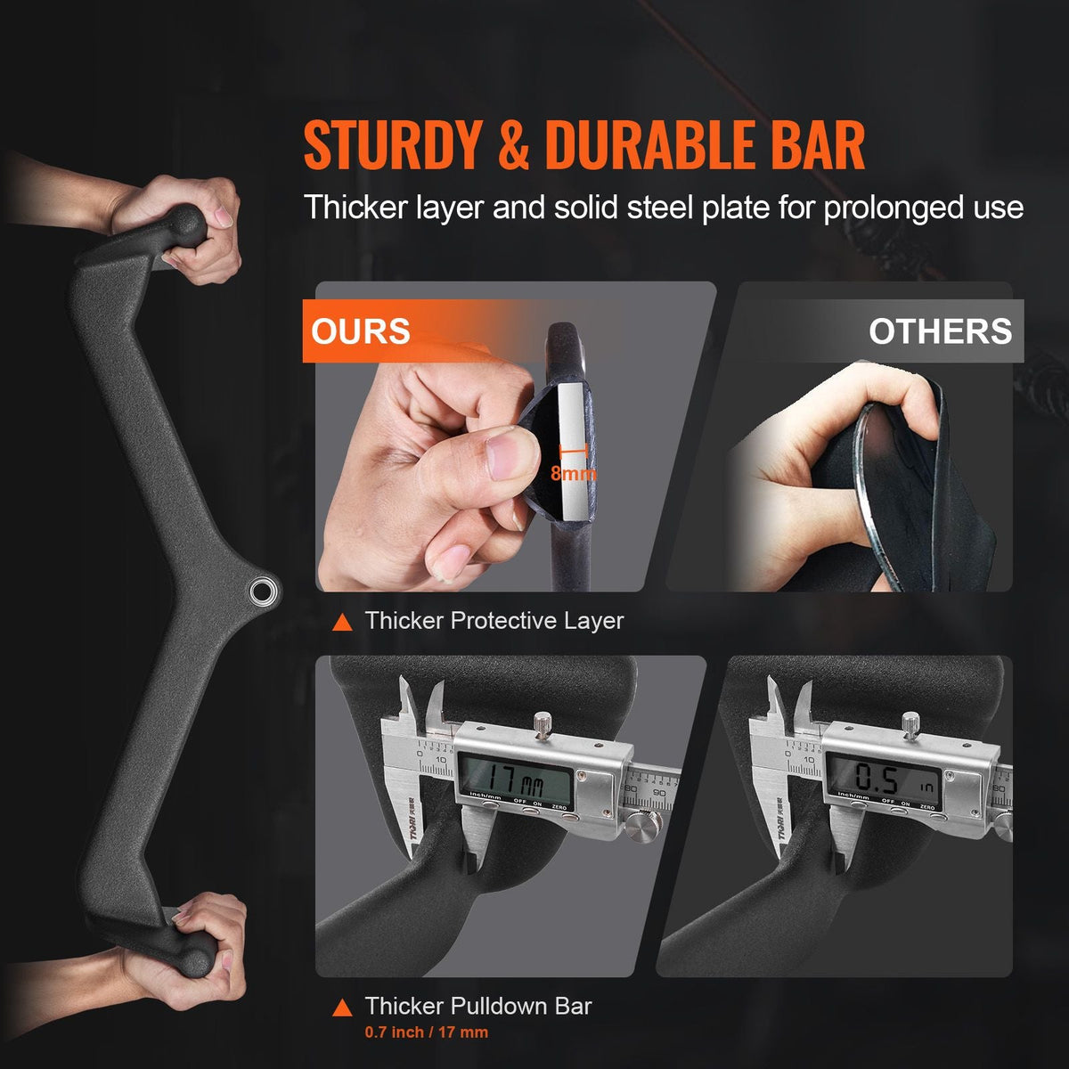 LAT Pulldown Attachments, Cable Machine Rowing T-bar V-bar 5 Set, Tricep Pull Down Bar, Back Strength Training Rubber Coated Handle Grip, Bicep Curl Tricep Lat Pulldown Bar for Home Gym Fitness