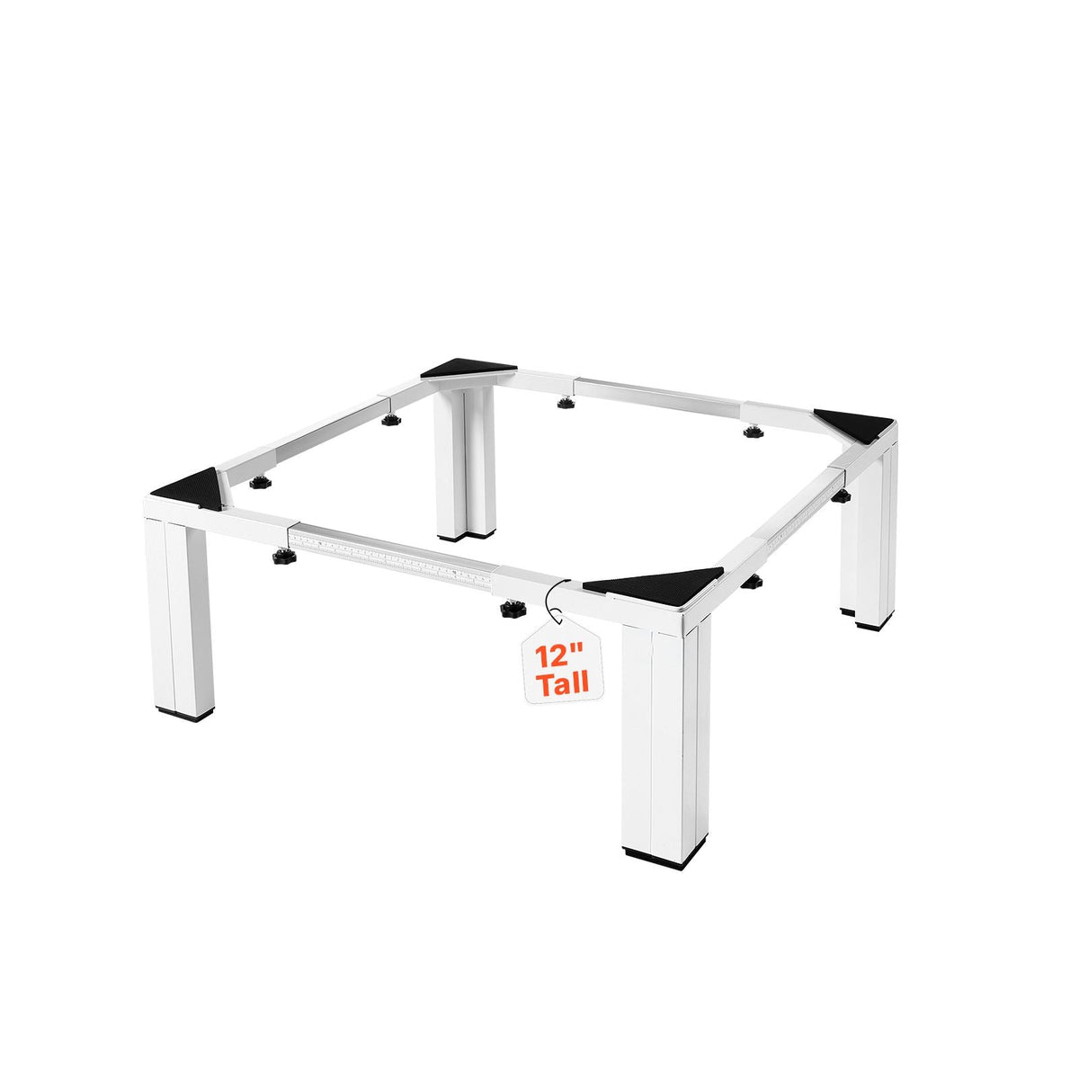 Laundry Pedestal, 12 in Height, Washer and Dryer Pedestals with 1200 lbs Weight Load Capacity, 18.7-31 in Adjustable, Non-Slip Feet, Heavy-duty Steel Washing Machine Stand Universal Fit, White