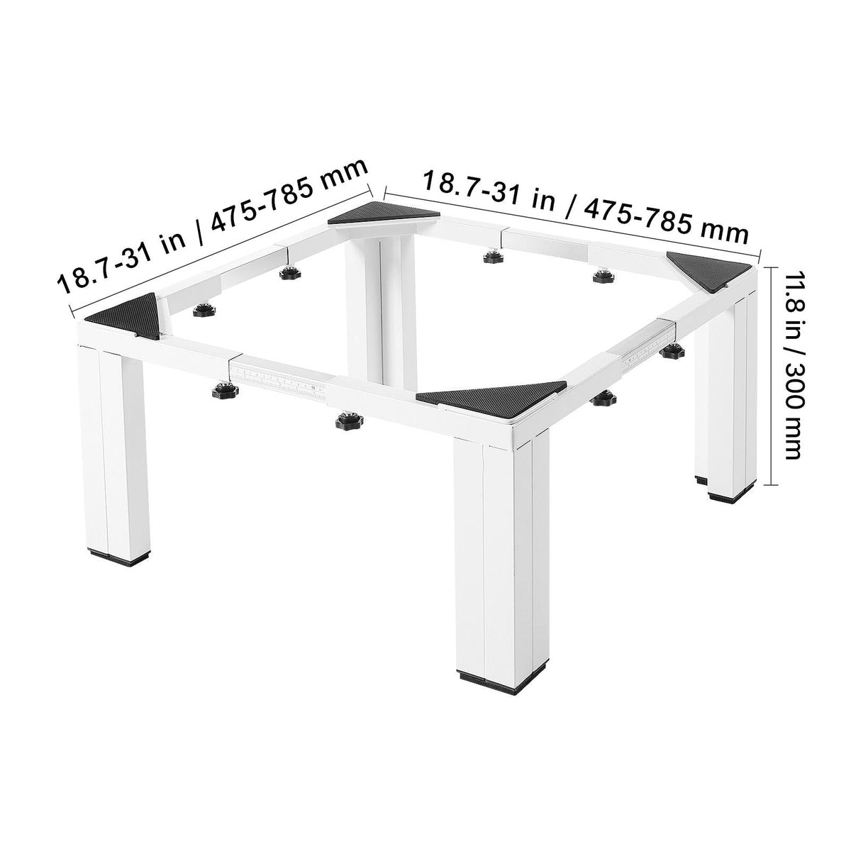 Laundry Pedestal, 12 in Height, Washer and Dryer Pedestals with 1200 lbs Weight Load Capacity, 18.7-31 in Adjustable, Non-Slip Feet, Heavy-duty Steel Washing Machine Stand Universal Fit, White