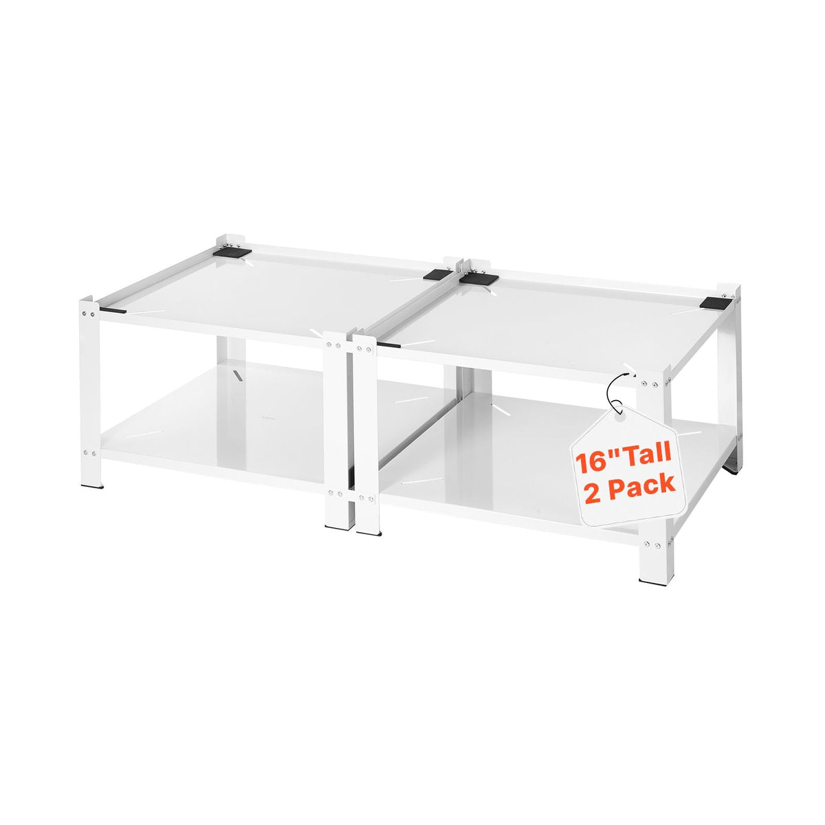 Laundry Pedestal, 16.1 in Height, 27.5 x 27.5 in Washer and Dryer Pedestals with Storage Shelf, 700 lbs Load Capacity, Non-Slip Feet, Washing Machine Stand Universal Fit, White, 2 Pack