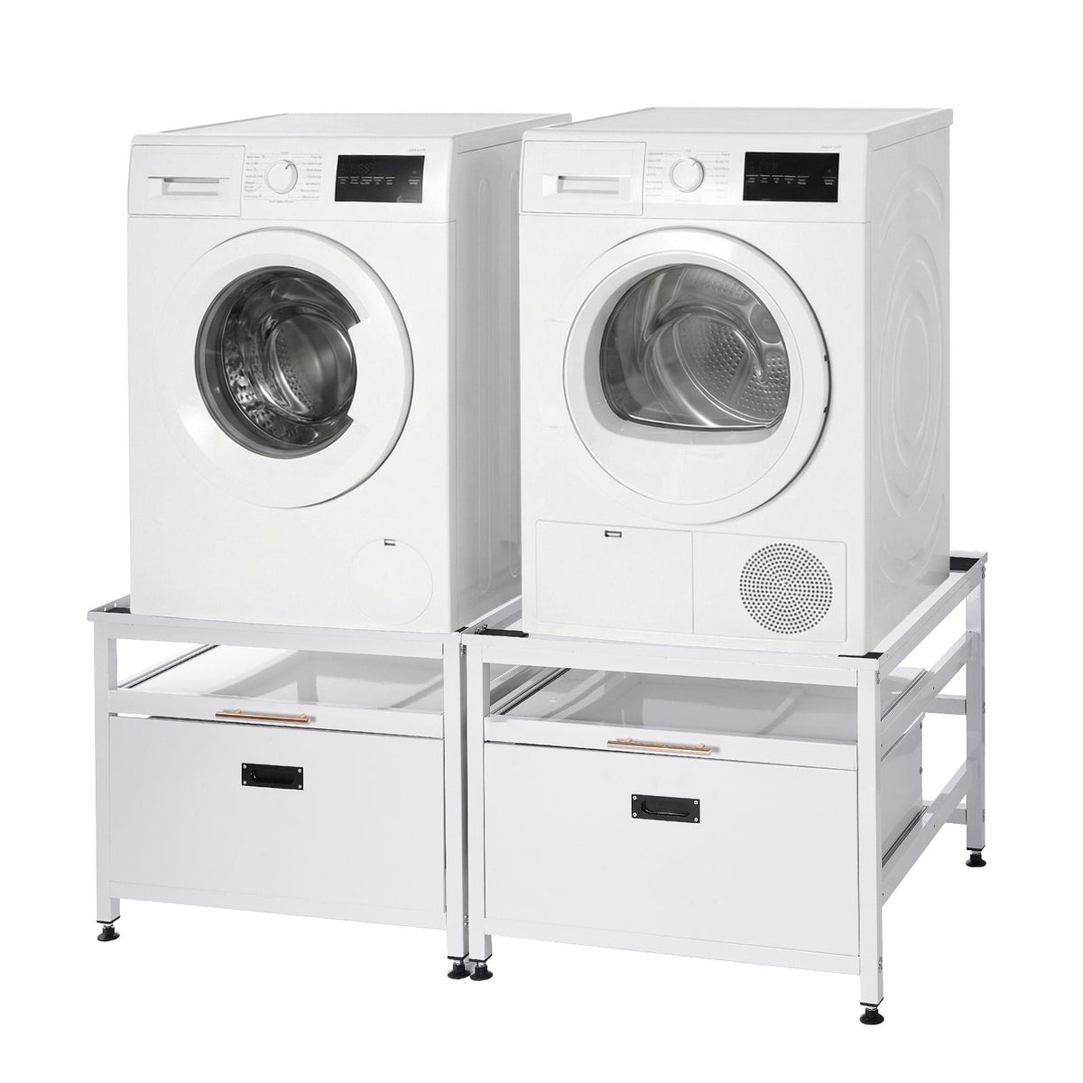 Laundry Pedestal, 22.6 in Height, 29 x 29 in Washer and Dryer Pedestals with Pull-out Tray and Storage Space, 800 lbs Load Capacity, Non-Slip Feet Washing Machine Stand Universal, White, 2 Pack