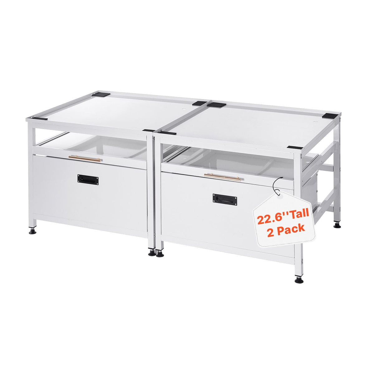 Laundry Pedestal, 22.6 in Height, 29 x 29 in Washer and Dryer Pedestals with Pull-out Tray and Storage Space, 800 lbs Load Capacity, Non-Slip Feet Washing Machine Stand Universal, White, 2 Pack