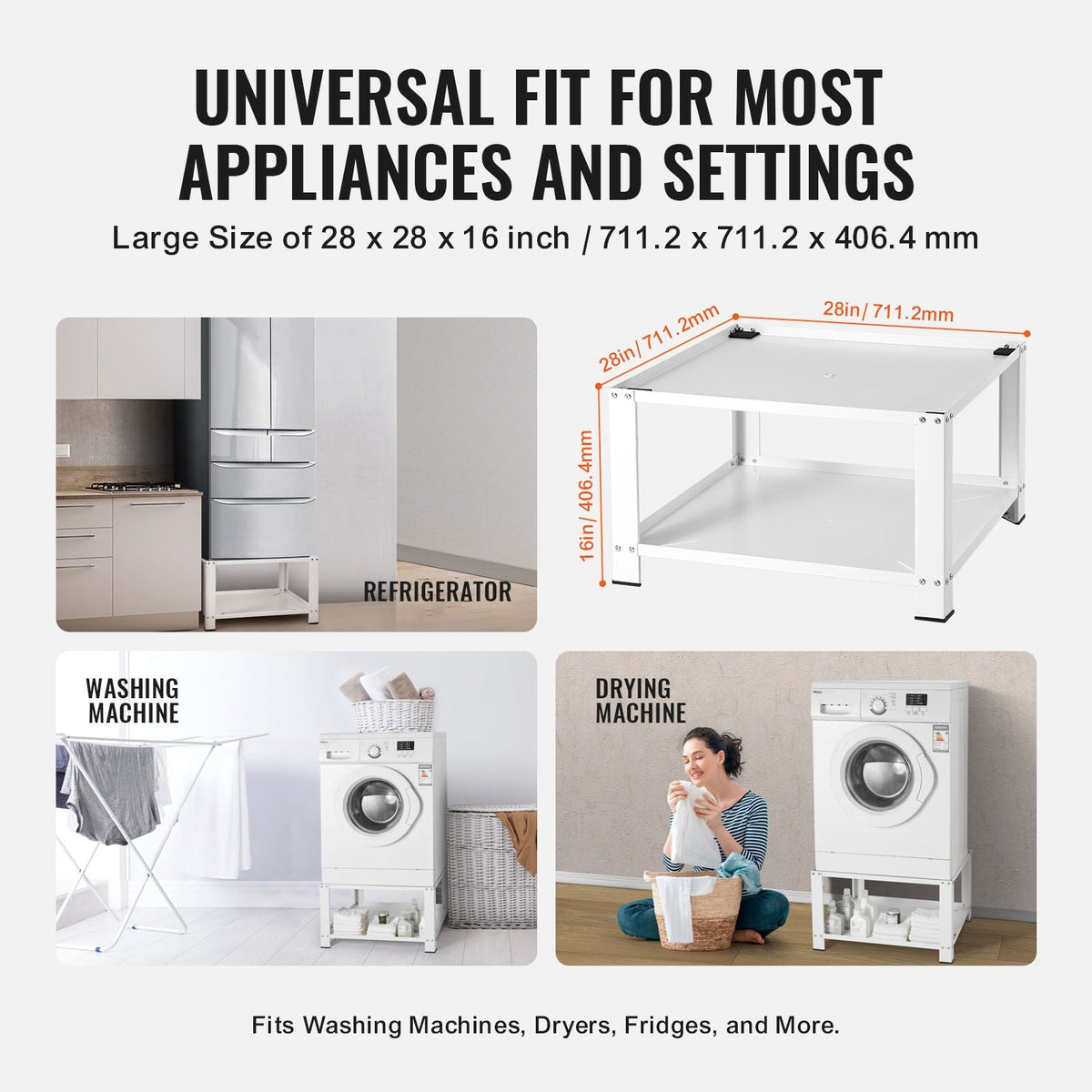 Laundry Pedestal with Storage Shelf, 28"Lx28" Wx16" H, Washer And Dryer Base Stand Platform Universal Fit 660lbs Capacity, Heavy Duty Steel Multi-Functional Base for Washing Machine