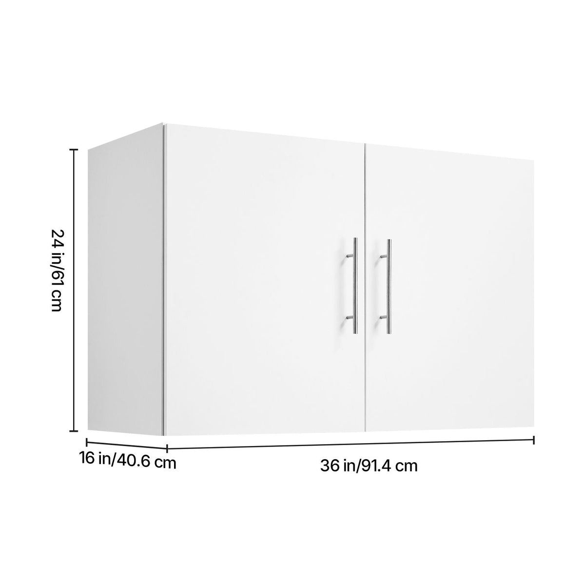 Laundry Room Wall Cabinet, 2-Tier Wall Mounted Hanging Cabinet with 2 Doors, Cupboard Organizer with Adjustable Shelf, for Bathroom, Kitchen, Garage, Laundry, 16 x 36 x 24 in (D x W x H), White