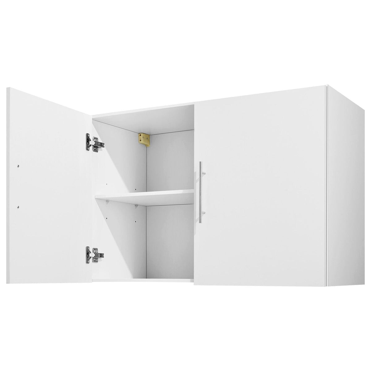 Laundry Room Wall Cabinet, 2-Tier Wall Mounted Hanging Cabinet with 2 Doors, Cupboard Organizer with Adjustable Shelf, for Bathroom, Kitchen, Garage, Laundry, 16 x 36 x 24 in (D x W x H), White