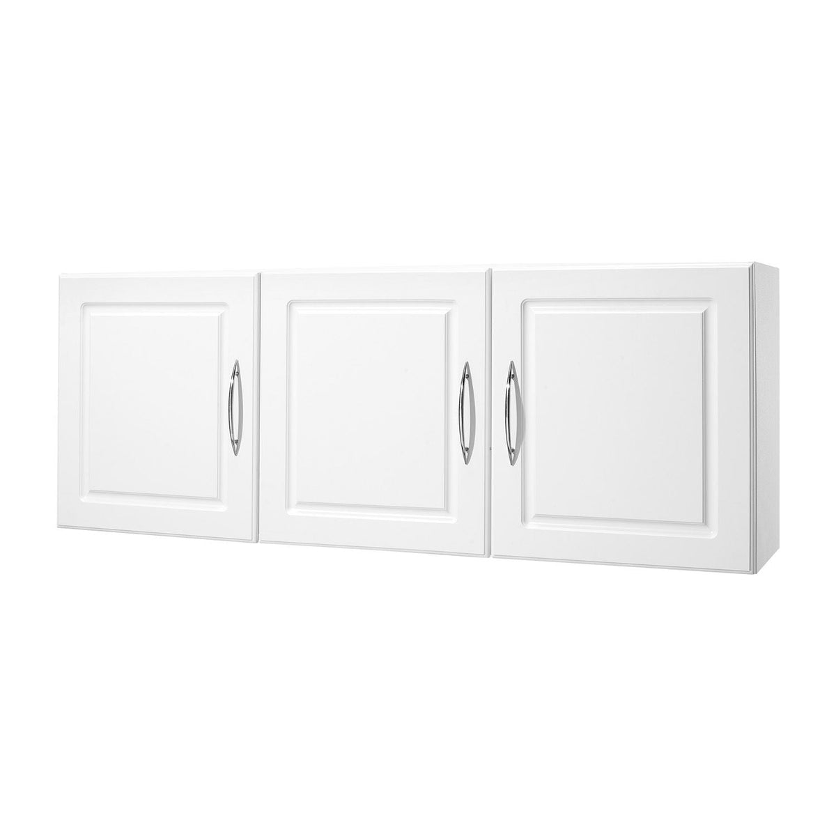 Laundry Room Wall Cabinet, 2-Tier Wall Mounted Hanging Cabinet with 3 Doors, Cupboard Organizer with Adjustable Shelf, for Kitchen, Garage, Laundry, 12.44 x 54 x 20.31 in (D x W x H), White