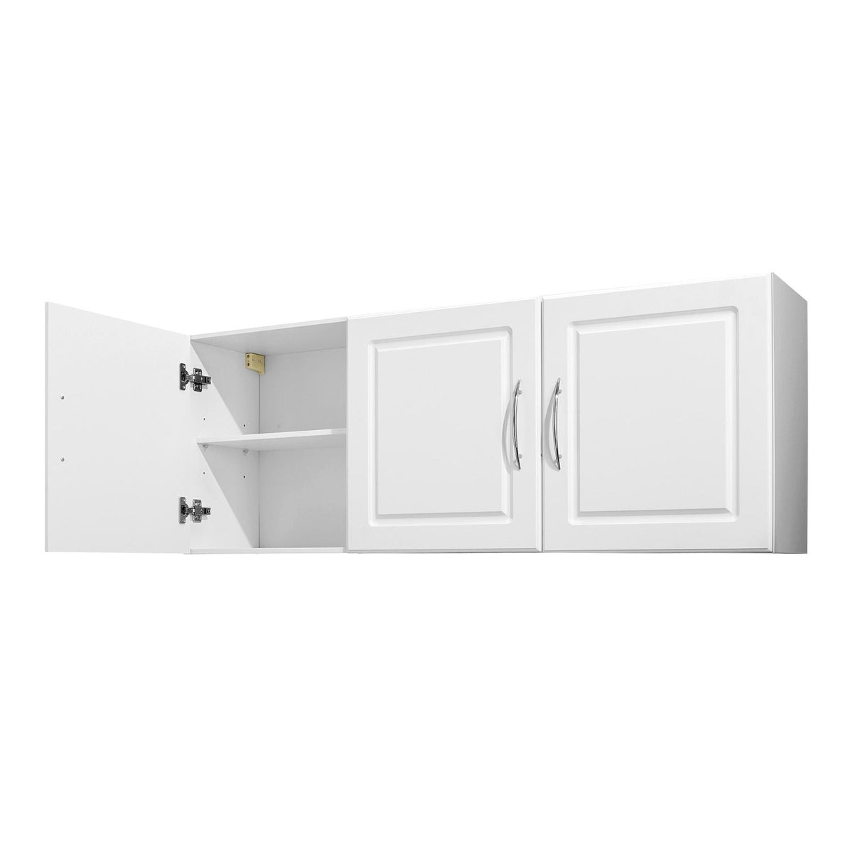 Laundry Room Wall Cabinet, 2-Tier Wall Mounted Hanging Cabinet with 3 Doors, Cupboard Organizer with Adjustable Shelf, for Kitchen, Garage, Laundry, 12.44 x 54 x 20.31 in (D x W x H), White
