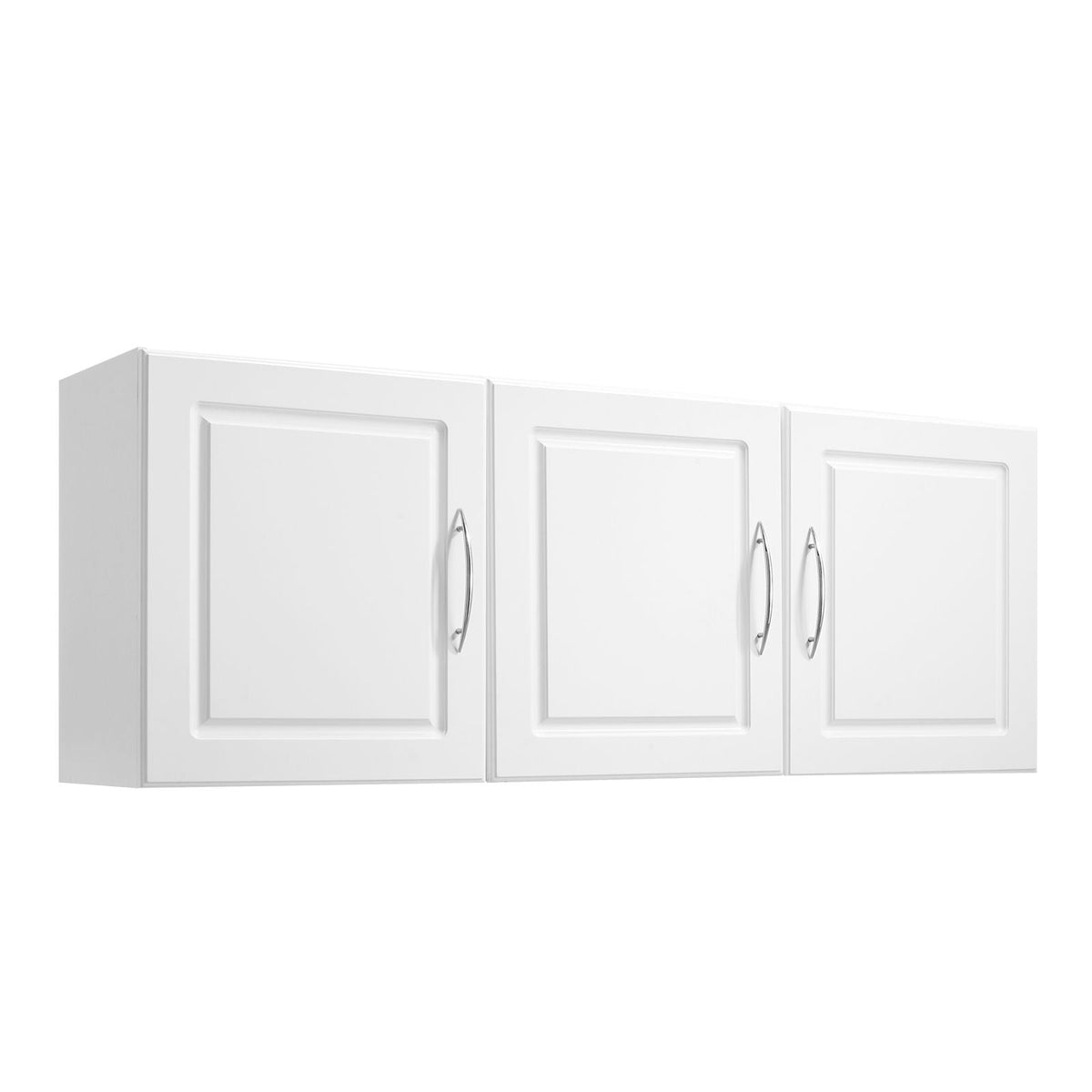 Laundry Room Wall Cabinet, 2-Tier Wall Mounted Hanging Cabinet with 3 Doors, Cupboard Organizer with Adjustable Shelf, for Kitchen, Garage, Laundry, 12.44 x 54 x 20.31 in (D x W x H), White