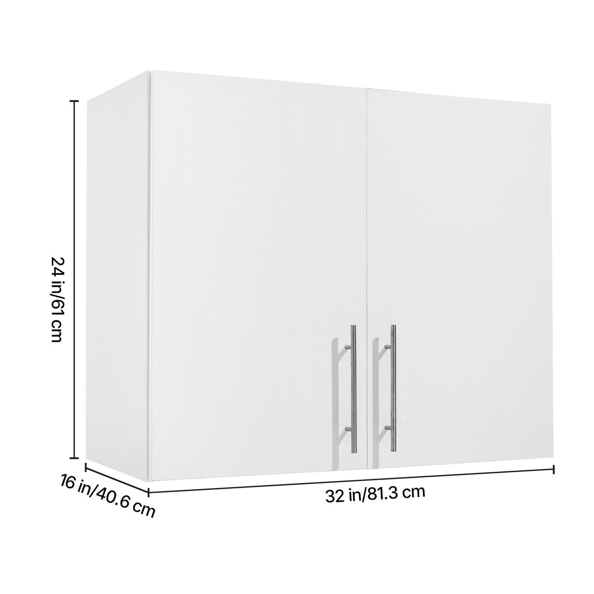 Laundry Room Wall Cabinet, 2-Tier Wall Mounted Hanging Cabinet with Adjustable Shelf, 32 in Cupboard Storage with 2 Doors, for Bathroom, Kitchen, Laundry, 16 x 32 x 24 in (D x W x H), White