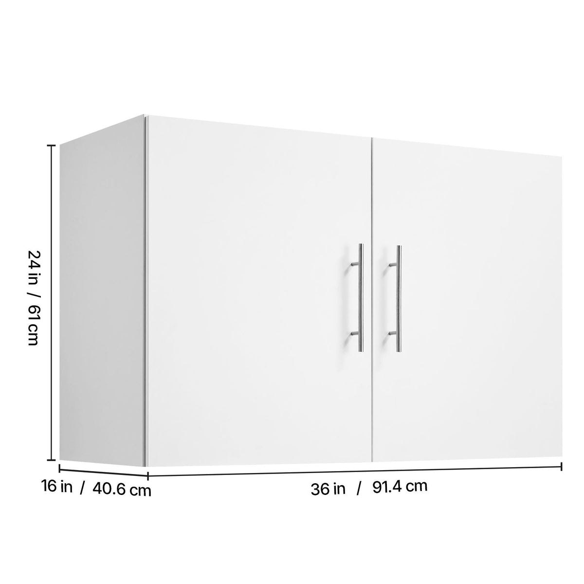 Laundry Room Wall Cabinet, 2-Tier Wall Mounted Hanging Cabinet with Adjustable Shelf, 36 in Cupboard Storage with 2 Doors, for Kitchen, Bathroom, Laundry, 16 x 36 x 24 in (D x W x H), White