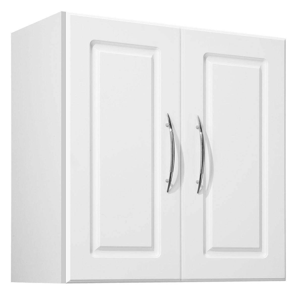 Laundry Room Wall Cabinet, 2-Tier Wall Mounted Hanging Cabinet with Adjustable Shelf, Cupboard Storage with 2 Doors, for Kitchen, Bathroom, Laundry, 11.8 x 23.6 x 23.6 in (D x W x H), White