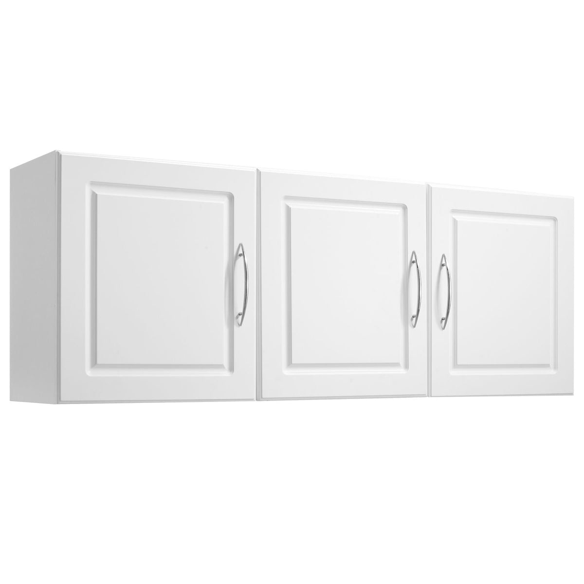 Laundry Room Wall Cabinet, 2-Tier Wall Mounted Hanging Cabinet with Adjustable Shelf, Cupboard Storage with 3 Doors, for Kitchen, Bathroom, Laundry, 12.44 x 54 x 20.31 in (D x W x H), White
