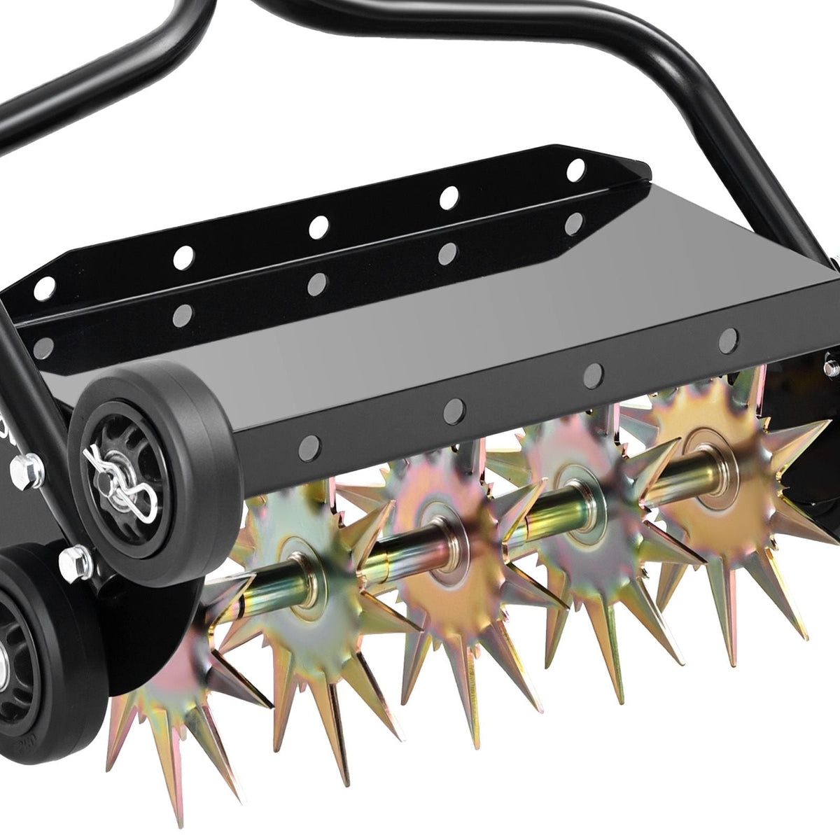 Lawn Aerator, 18 in Manual Push Spike Aerator with 4 Wheels & Handle, Heavy Duty Grass Aerators, Supports 40 lbs Added Weight, Rolling Lawn Aeration Tool for Garden Yard Aeration Soil Health