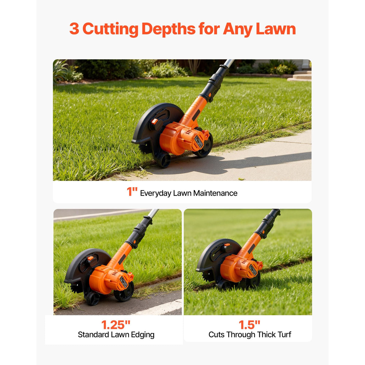 Lawn Edger, 8.8-inch Blade Length, Battery Powered Cordless Edger Lawn Tool, with 3-Position Blade Depth, 4000 mAh Battery and Charger Included, for Lawns, Driveways, Yards, and Sidewalk Edges