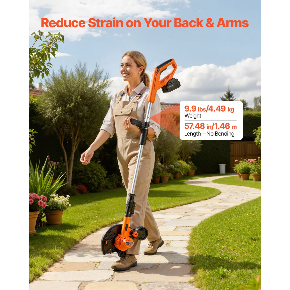 Lawn Edger, 8.8-inch Blade Length, Battery Powered Cordless Edger Lawn Tool, with 3-Position Blade Depth, 4000 mAh Battery and Charger Included, for Lawns, Driveways, Yards, and Sidewalk Edges