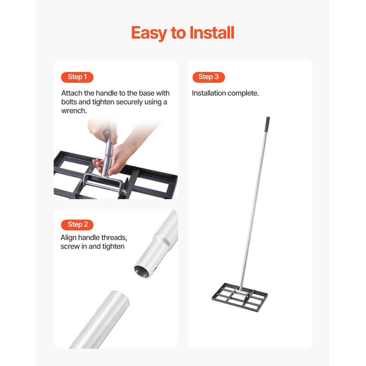 Lawn Leveling Rake, Lawn Leveler with 78 in Handle, 17x10 in Ground Plate, Rust-Resistant Carbon Steel Soil Leveler, 5 Heights Adjustable, Effort Saving Lawn Leveling Tool for Yard Golf Court