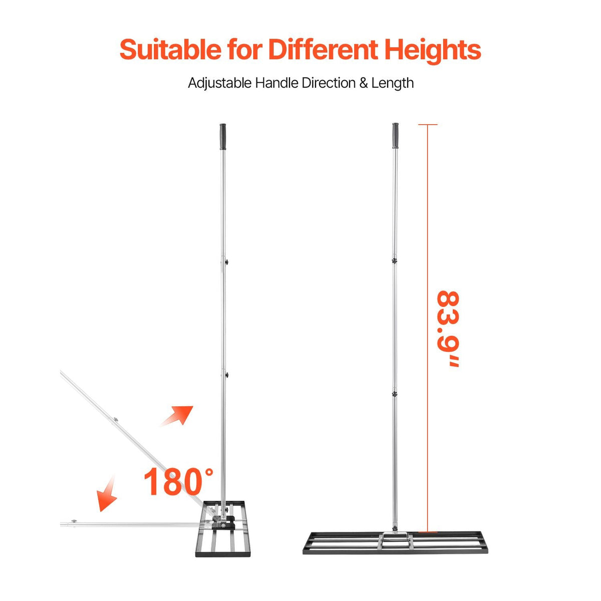 Lawn Leveling Rake, Lawn Leveler with 83.9 in Handle, 36x10 in Ground Plate, Rust-Resistant Carbon Steel Soil Leveler, 3 Heights Adjustable, Effort Saving Lawn Leveling Tool for Yard Golf Court