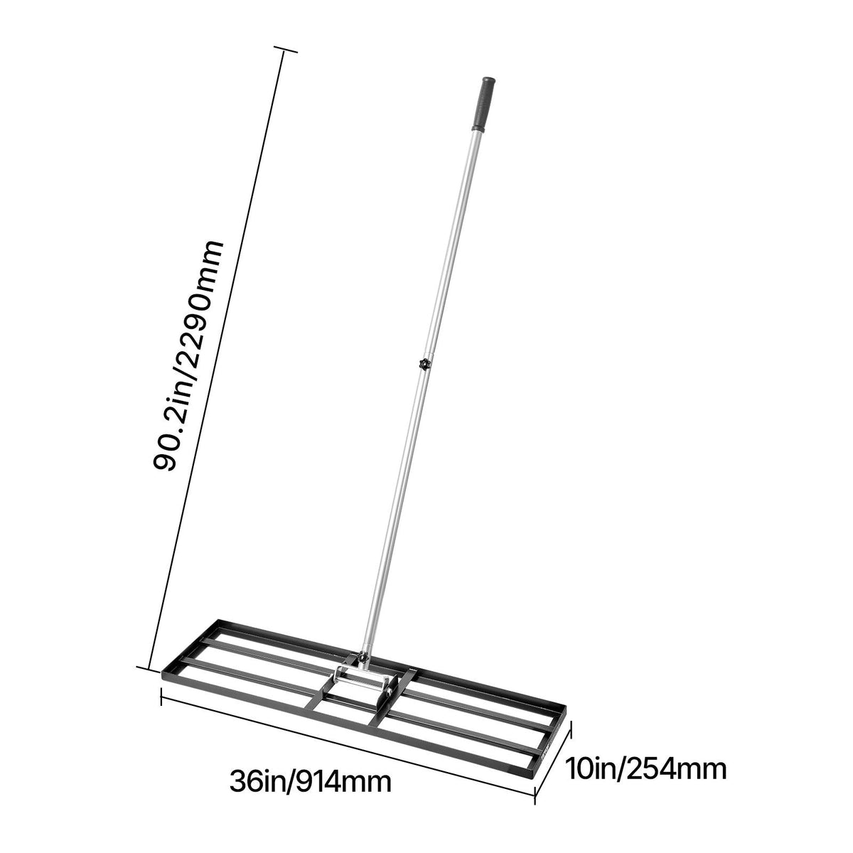 Lawn Leveling Rake, Lawn Leveler with 83.9 in Handle, 36x10 in Ground Plate, Rust-Resistant Carbon Steel Soil Leveler, 3 Heights Adjustable, Effort Saving Lawn Leveling Tool for Yard Golf Court