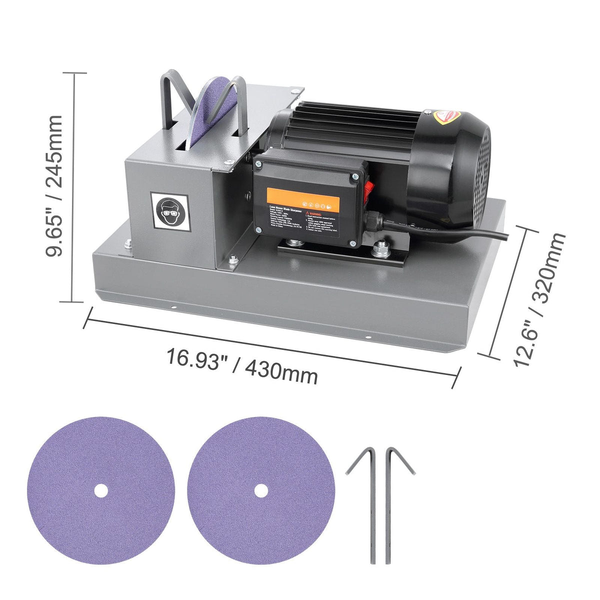 Lawn Mower Blade Sharpener, 1HP 750W Lawnmower Blade Grinder with 9-inch Ceramic Grinding Wheel, Powerful Bench Mower Sharpening Machine for High/Low Lift Blades, Gator Blades, Flat Blades
