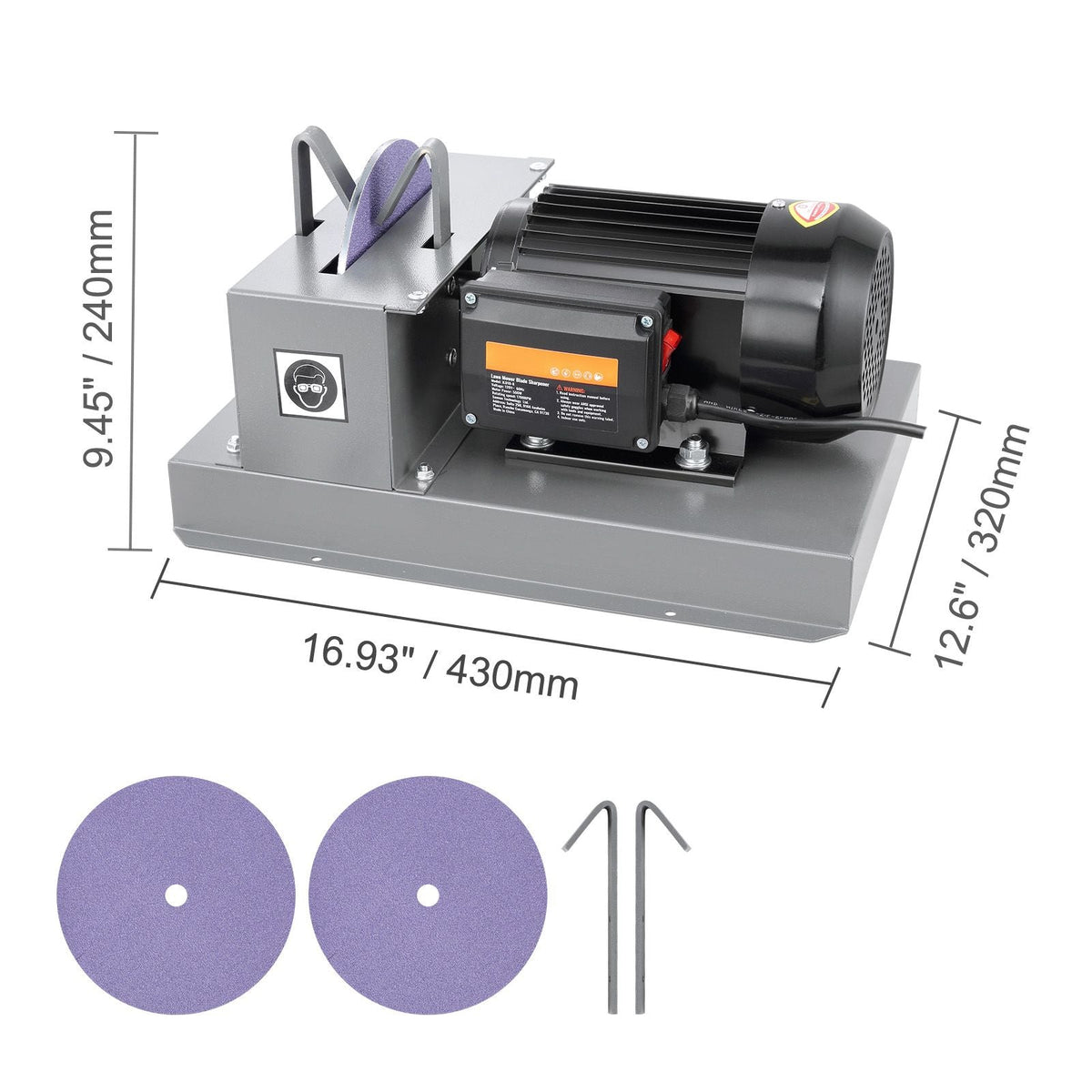 Lawn Mower Blade Sharpener, 2/3HP 500W Lawnmower Blade Grinder with 7-inch Ceramic Grinding Wheel, Powerful Bench Mower Sharpening Machine for High/Low Lift Blades, Gator Blades, Flat Blades
