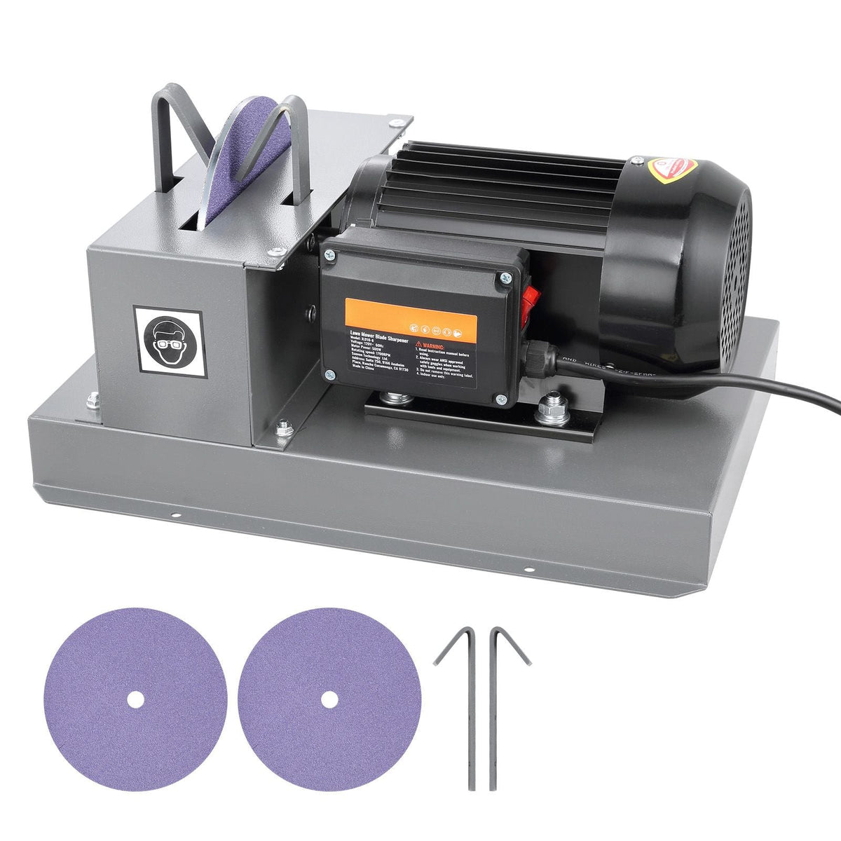Lawn Mower Blade Sharpener, 2/3HP 500W Lawnmower Blade Grinder with 7-inch Ceramic Grinding Wheel, Powerful Bench Mower Sharpening Machine for High/Low Lift Blades, Gator Blades, Flat Blades