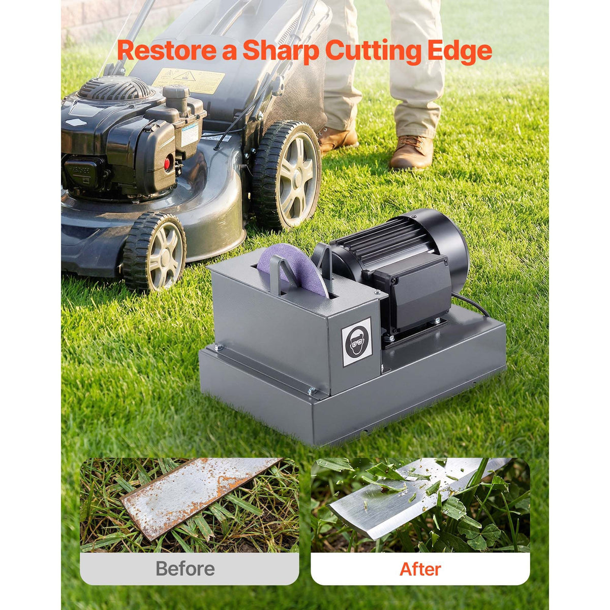 Lawn Mower Blade Sharpener, 2/3HP Lawnmower Blade Grinder with 7" Ceramic Grinding Wheel and Balancer, 30° or 40° Blade Sharpening Machine for High Lift, Low Lift, Gator & Flat Blades