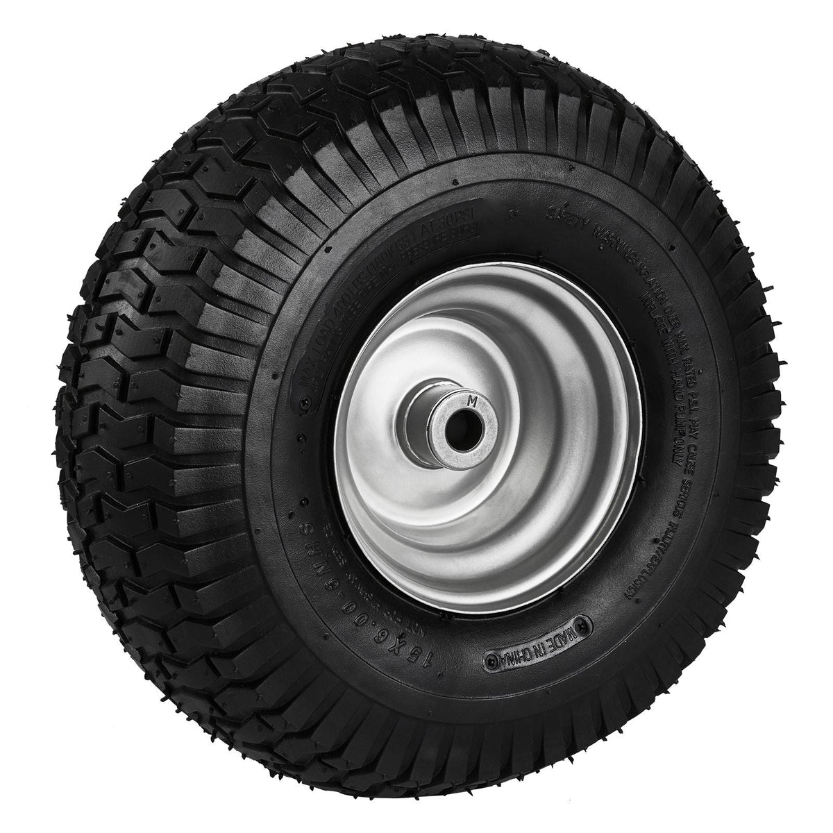 Lawn Mower Tires, 15x6-6" Lawn Tractor Tires, 2-Pack Tire and Wheel Assemblies, Turf Pneumatic Tires with 3" Centered Hub and 3/4" Bushing Size, 16 PCS Adapters for Riding Mowers Lawn Tractors