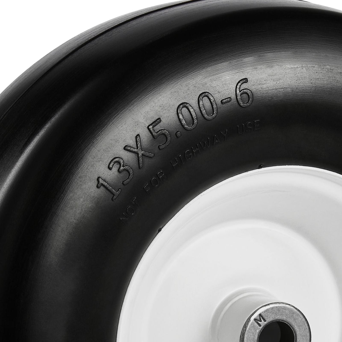 Lawn Mower Tires with Rim, 13x5-6" Tubeless Tractor Tires, 2-Pack Tire and Wheel Assembly, Flat-free PU Tires, 3.25"-5.9" Centered Hub, 3/4" Bushing Size, 20 PCS Adapter for Lawn Mowers Tractors
