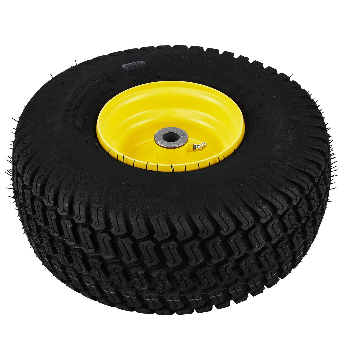 Lawn Mower Tires with Rim, 15x6-6" Tubeless Tractor Tires, 2-Pack Tire and Wheel Assembly, S-Turf Pneumatic Tires, 3" Offset Hub, 3/4" Bushing Size, 16 PCS Adapters for Riding Mower Lawn Tractor