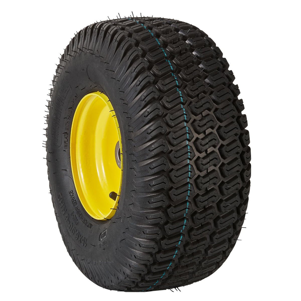 Lawn Mower Tires with Rim, 15x6-6" Tubeless Tractor Tires, 2-Pack Tire and Wheel Assembly, S-Turf Pneumatic Tires, 3" Offset Hub, 3/4" Bushing Size, 16 PCS Adapters for Riding Mower Lawn Tractor
