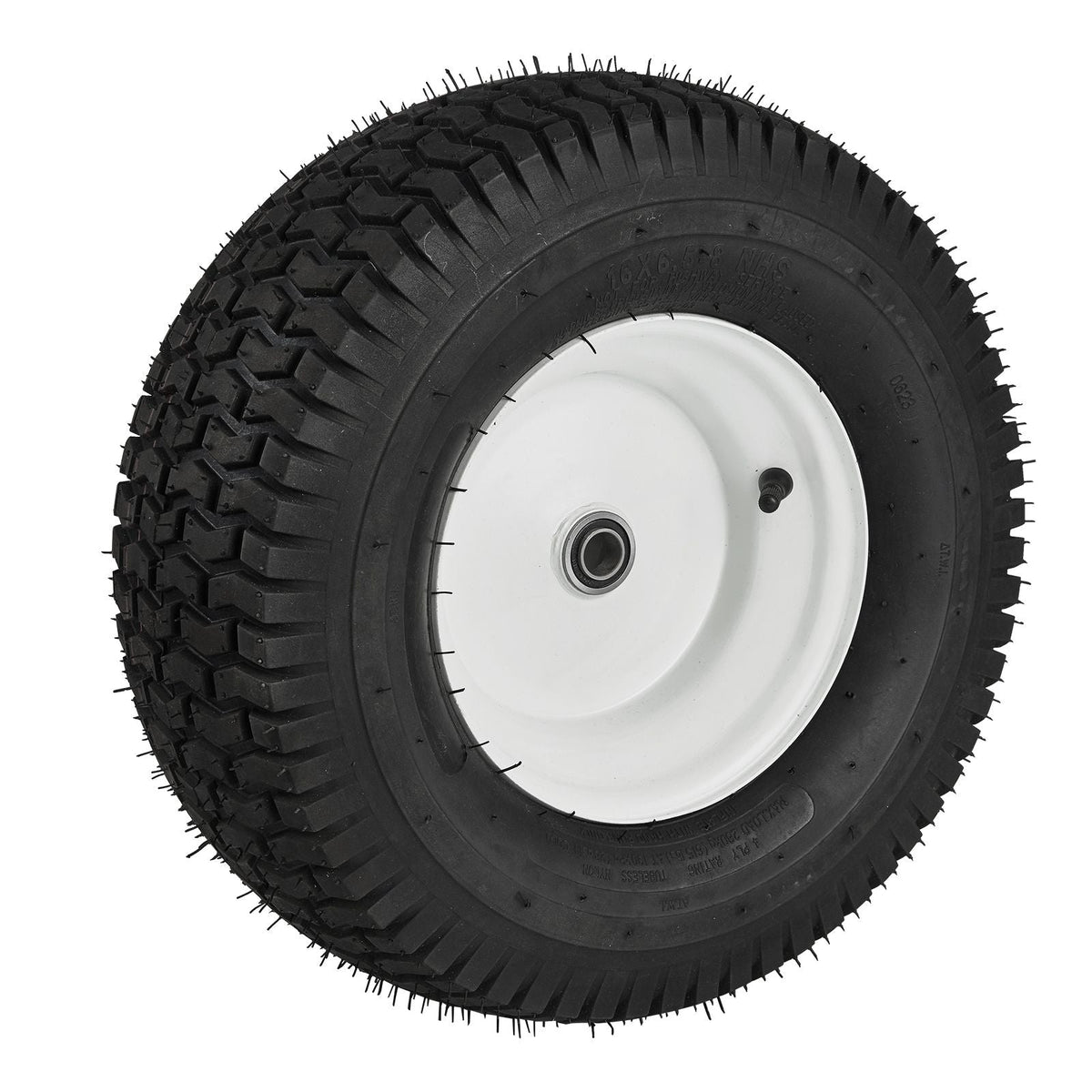 Lawn Mower Tires with Rim, 16x6.5-8" Tubeless Tractor Tires, 2-Pack Tire and Wheel Assembly, Turf Pneumatic Tires, 3" Offset Hub, 3/4" Bushing Size, 16 PCS Adapters for Riding Mower Lawn Tractor