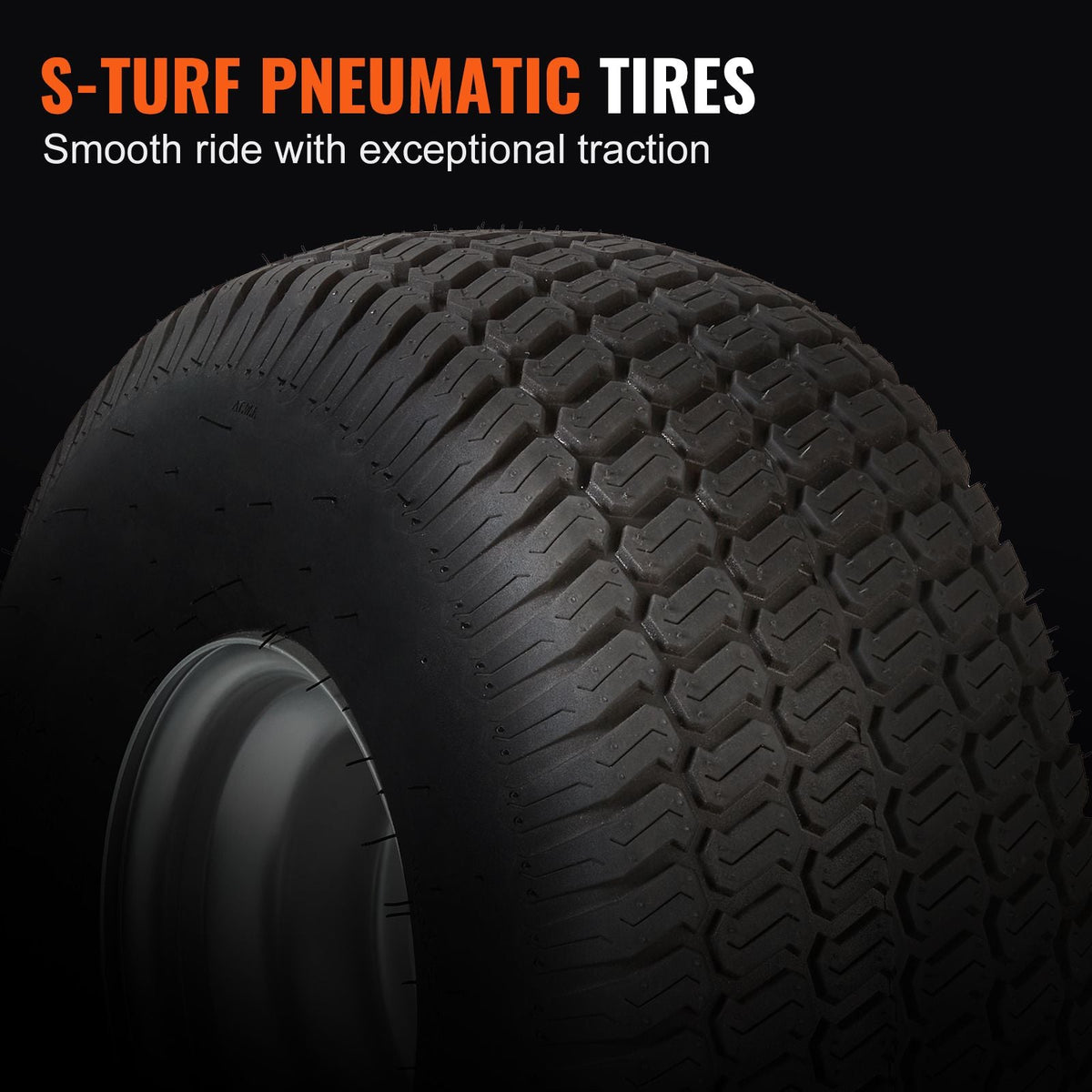 Lawn Mower Tires with Rim, 20x8-8" Tubeless Tractor Tires, 2-Pack Tire and Wheel Assembly, S-Turf Pneumatic Tires with 3.5" Offset Hub and 3/4" Bushing Size, for Riding Mowers Lawn Tractors