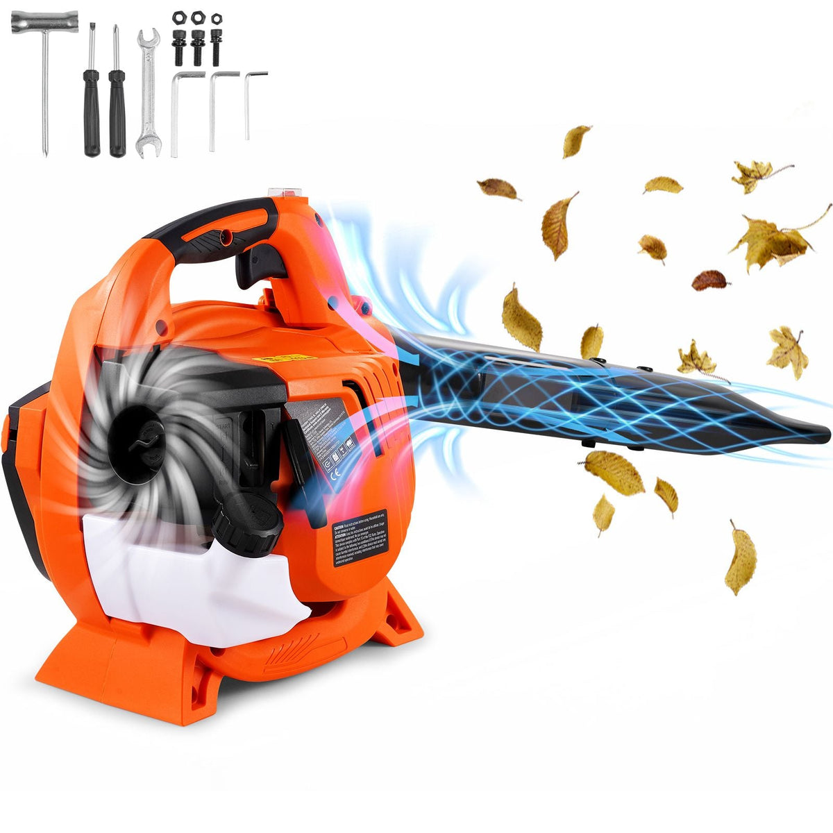 Leaf Blower, 26CC 2-Cycle Handheld Leaf Blower with A Fuel Tank, 2-in-1 Blower 425CFM Air Volume 156MPH Speed, Ideal for Lawn Care, Leaf Cleaning, and Snow Removal