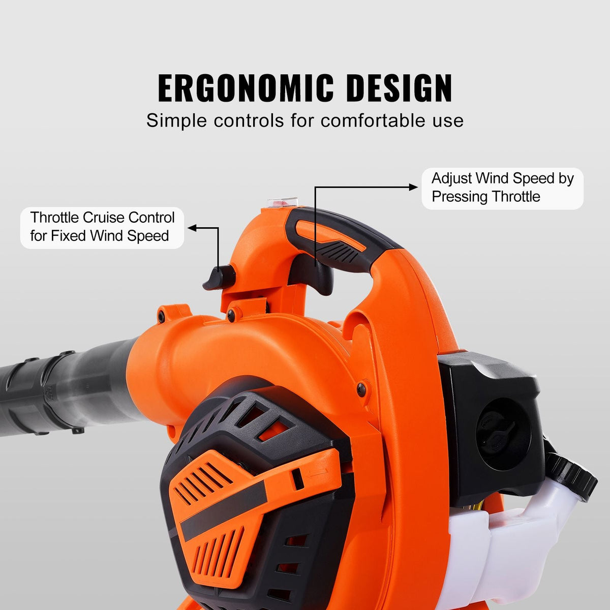 Leaf Blower, 26CC 2-Cycle Handheld Leaf Blower with A Fuel Tank, 2-in-1 Blower 425CFM Air Volume 156MPH Speed, Ideal for Lawn Care, Leaf Cleaning, and Snow Removal