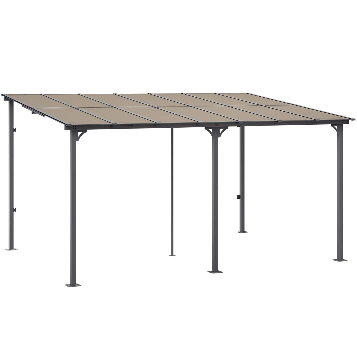 Lean to Gazebo for Patio, 10' x 14' Hard Top Gazebo with Aluminum Frame, Wall Mounted & Freestanding Pergola, UV Resistant Polycarbonate Roof, Outdoor Patio Awnings for Deck, Garden and Backyard