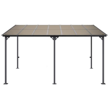 Lean to Gazebo for Patio, 10' x 14' Hard Top Gazebo with Aluminum Frame, Wall Mounted & Freestanding Pergola, UV Resistant Polycarbonate Roof, Outdoor Patio Awnings for Deck, Garden and Backyard
