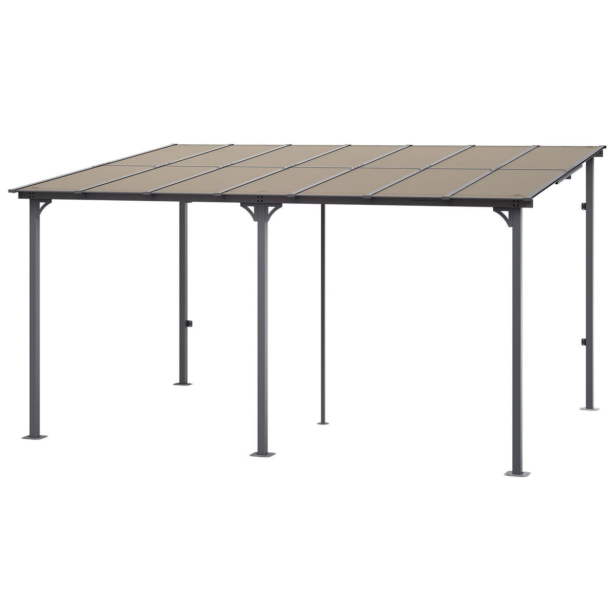 Lean to Gazebo for Patio, 10' x 14' Hard Top Gazebo with Aluminum Frame, Wall Mounted & Freestanding Pergola, UV Resistant Polycarbonate Roof, Outdoor Patio Awnings for Deck, Garden and Backyard