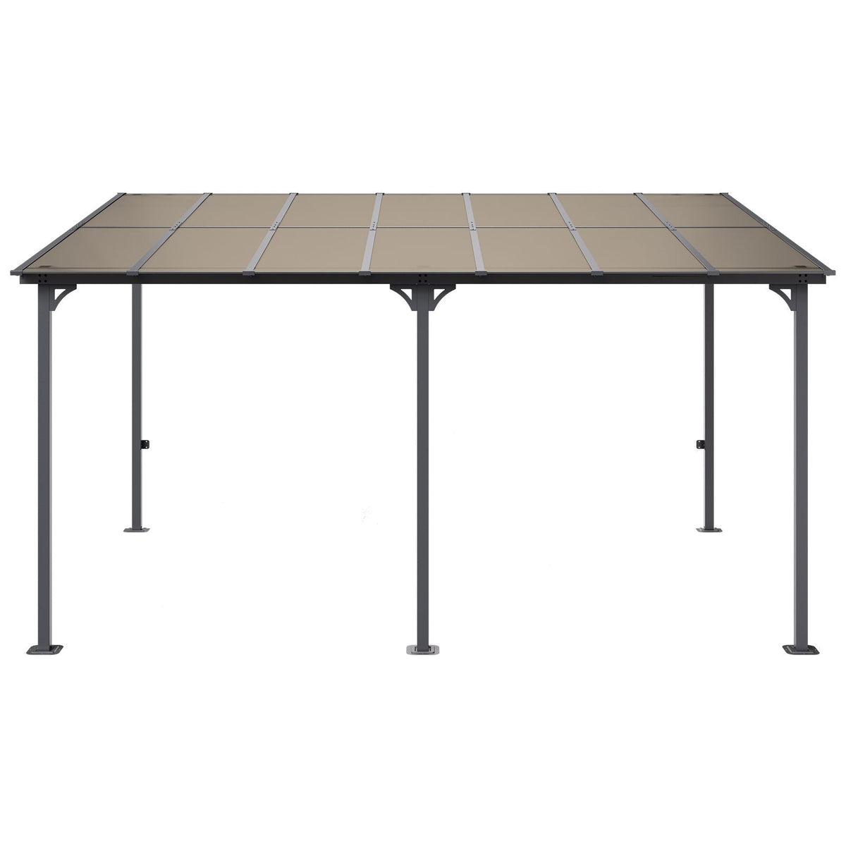 Lean to Gazebo for Patio, 10' x 14' Hard Top Gazebo with Aluminum Frame, Wall Mounted & Freestanding Pergola, UV Resistant Polycarbonate Roof, Outdoor Patio Awnings for Deck, Garden and Backyard