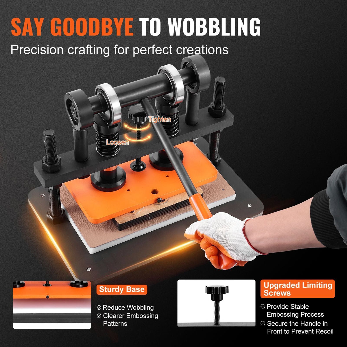 Leather Cutting Machine, 10.2 x 5.9 in Embossing Plate Manual Die Cutter, 0.47 in Pressure Stroke Dual Guide Shafts Die Cut Machine, Leather Embossing Machine for Various of Materials