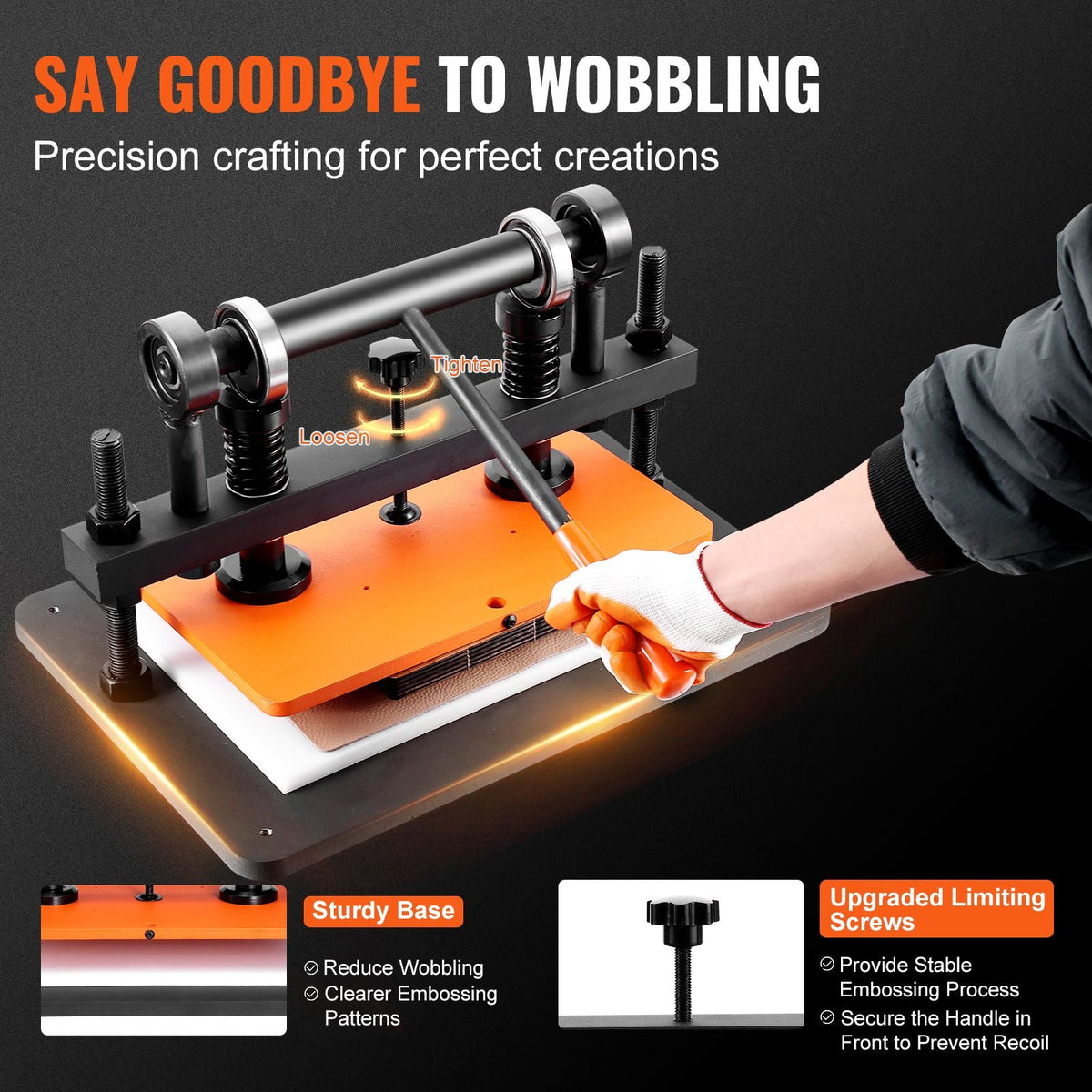 Leather Cutting Machine, 14.2 x 10.2 in Embossing Plate Manual Die Cutter, 0.47 in Pressure Stroke Dual Guide Shafts Die Cut Machine, Leather Embossing Machine for Various of Materials