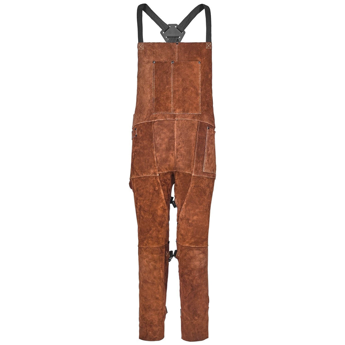 Leather Welding Apron Split Leg, Heavy Duty Cowhide Flame Resistant Welding Pants for Men Women, Heat-Resistant Safety Apron with 3 Pockets for Woodworking, Gardening, Blacksmithing, M-Size
