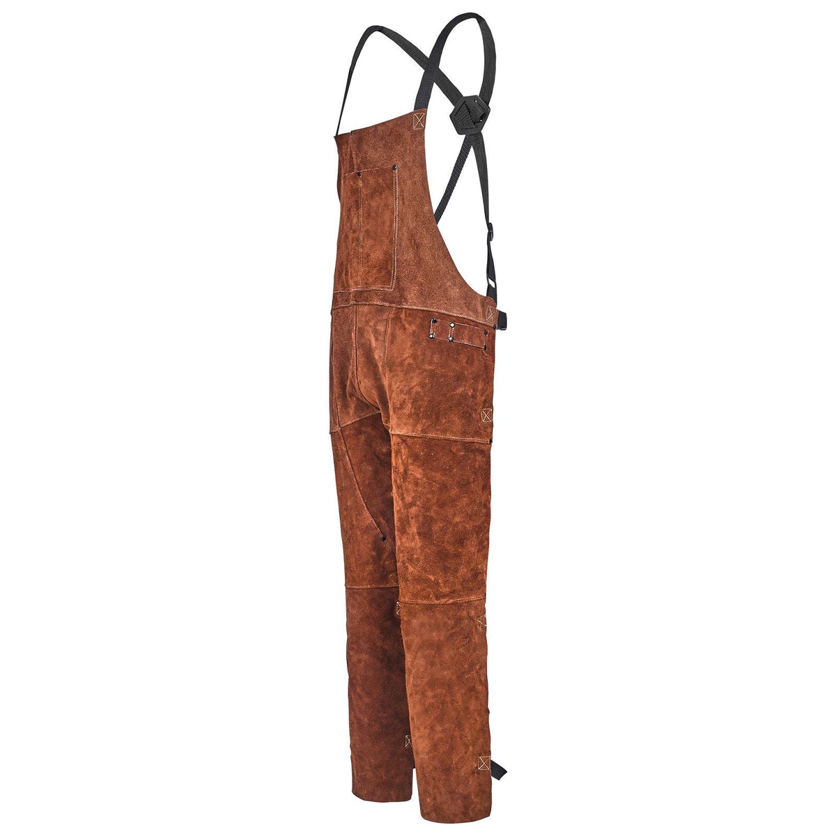 Leather Welding Apron Split Leg, Heavy Duty Cowhide Flame Resistant Welding Pants for Men Women, Heat-Resistant Safety Apron with 3 Pockets for Woodworking, Gardening, Blacksmithing, M-Size