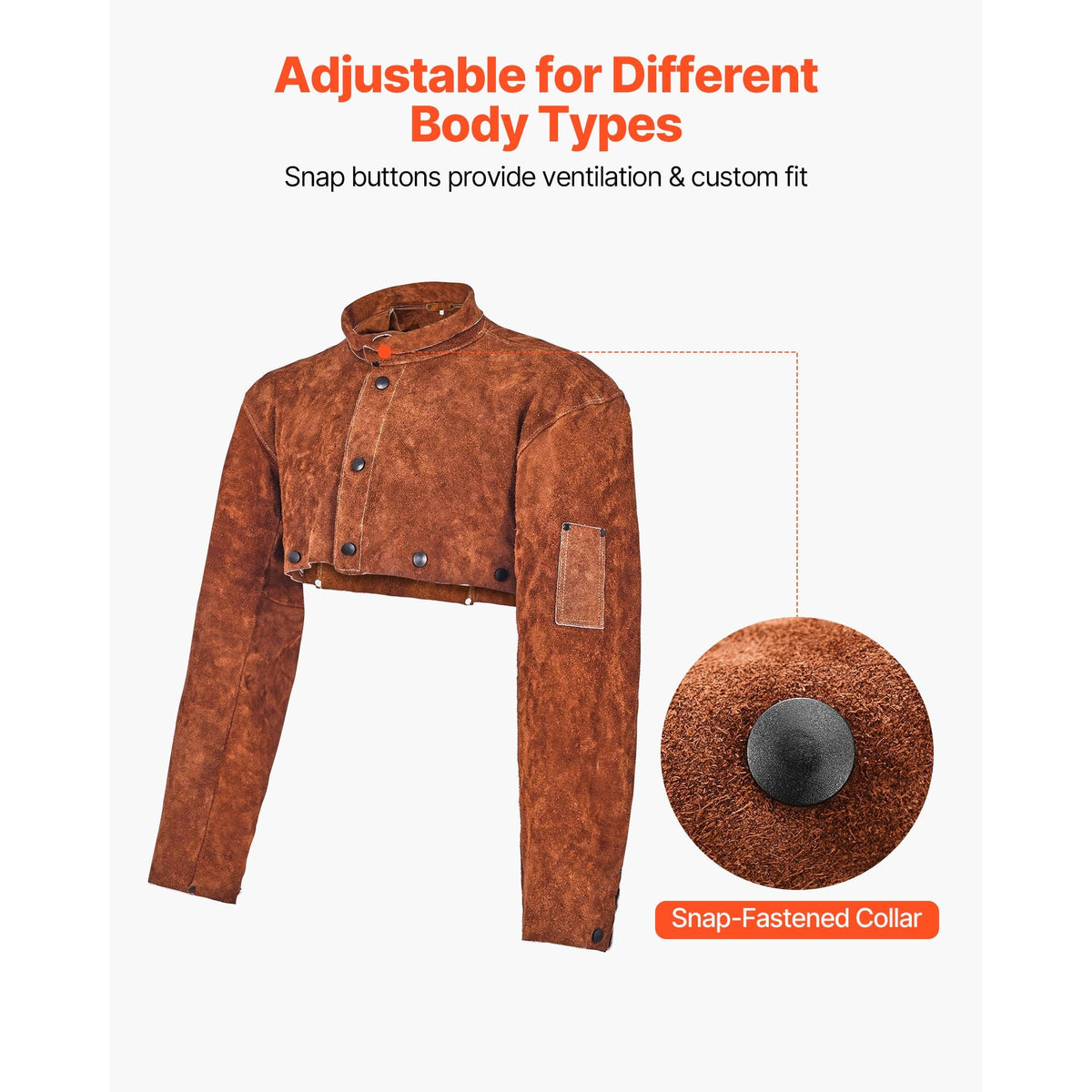 Leather Welding Cape Sleeve, Heavy Duty Flame Resistant Cowhide Safety Cape Sleeves for Men Women, Heat-Resistant for Welding, Blacksmithing, Woodworking, Gardening, M-Size