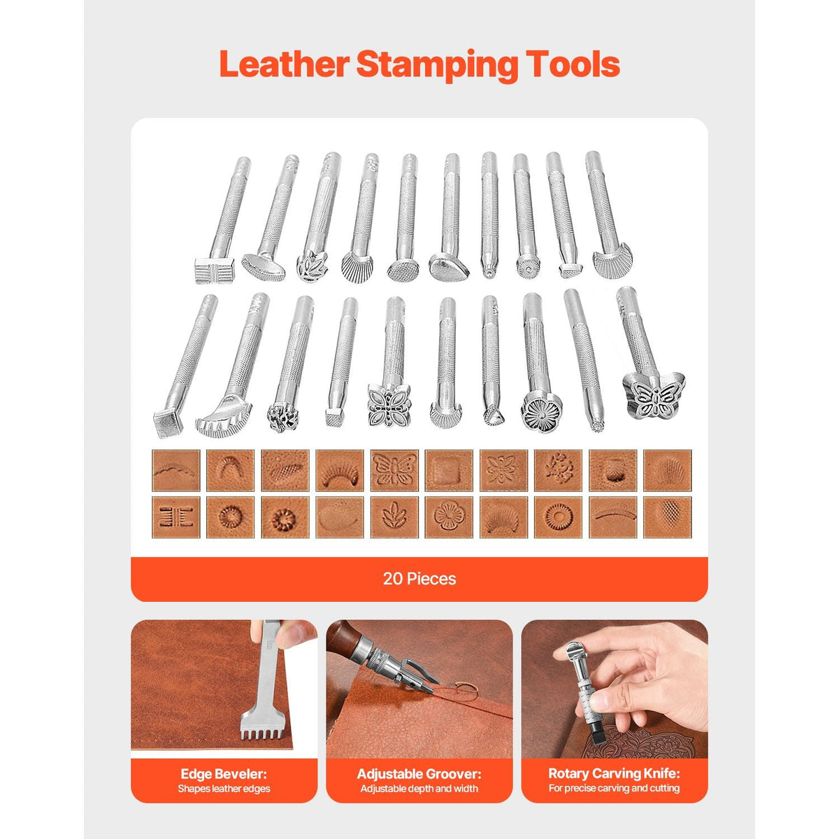 Leather Working Tools Kit, 72 PCS Leather Craft Tools with Portable Leather Storage Bag, Engraving Punching Sewing Stamping Sanding Tools, Ideal for Beginners DIY Enthusiasts and Professionals
