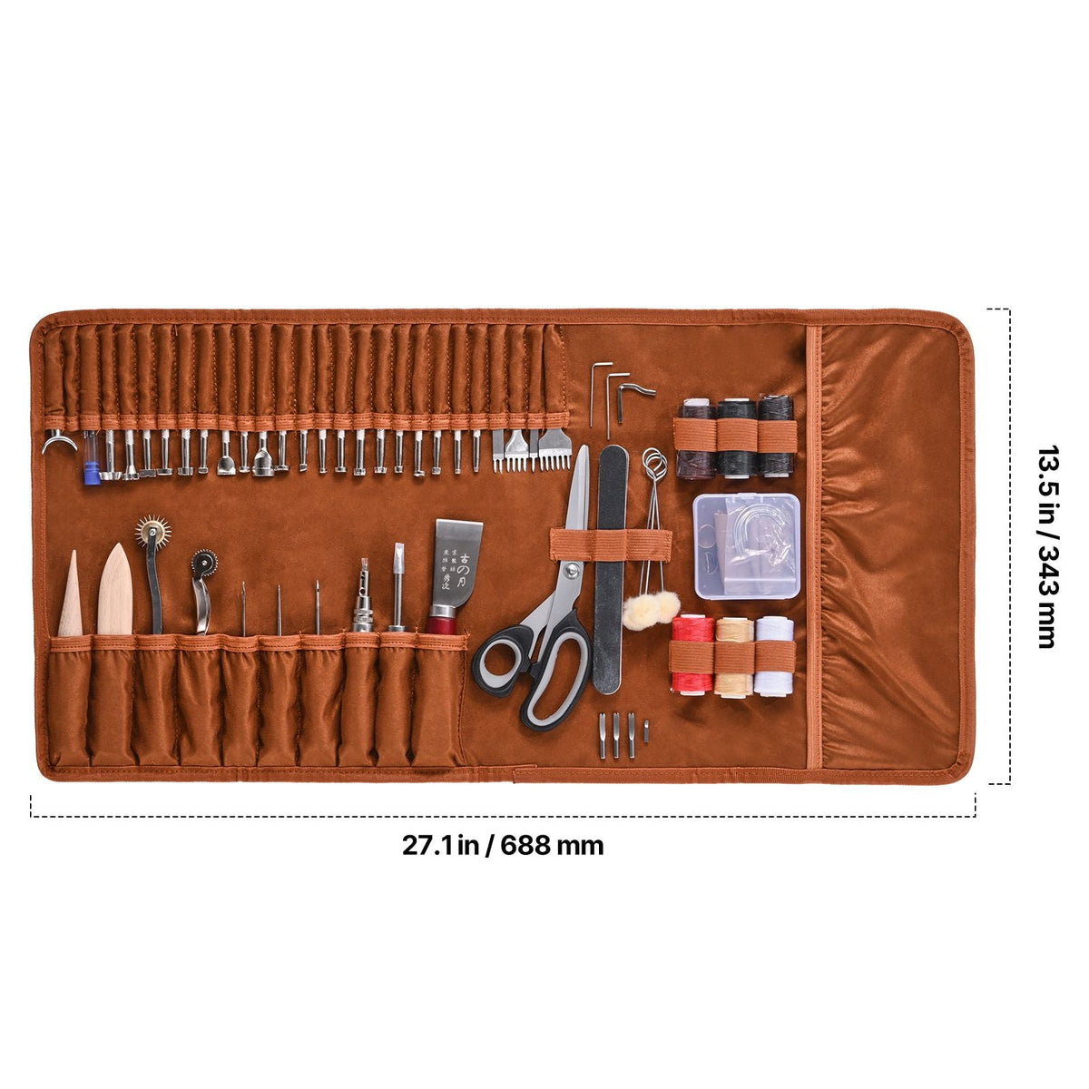 Leather Working Tools Kit, 72 PCS Leather Craft Tools with Portable Leather Storage Bag, Engraving Punching Sewing Stamping Sanding Tools, Ideal for Beginners DIY Enthusiasts and Professionals