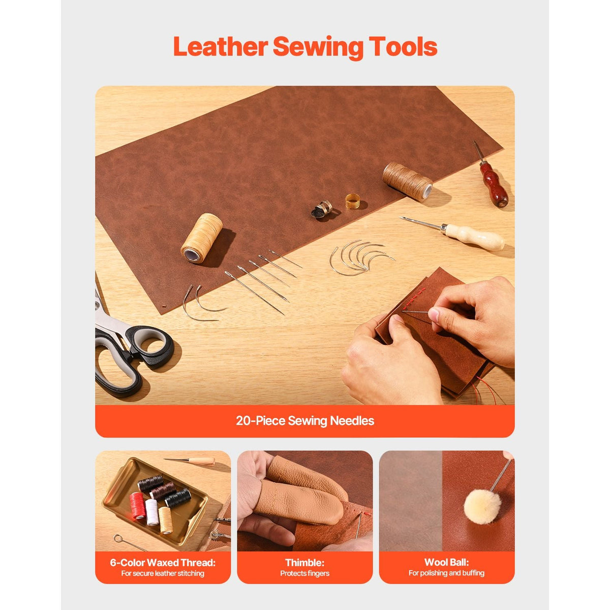Leather Working Tools Kit, 72 PCS Leather Craft Tools with Portable Leather Storage Bag, Engraving Punching Sewing Stamping Sanding Tools, Ideal for Beginners DIY Enthusiasts and Professionals