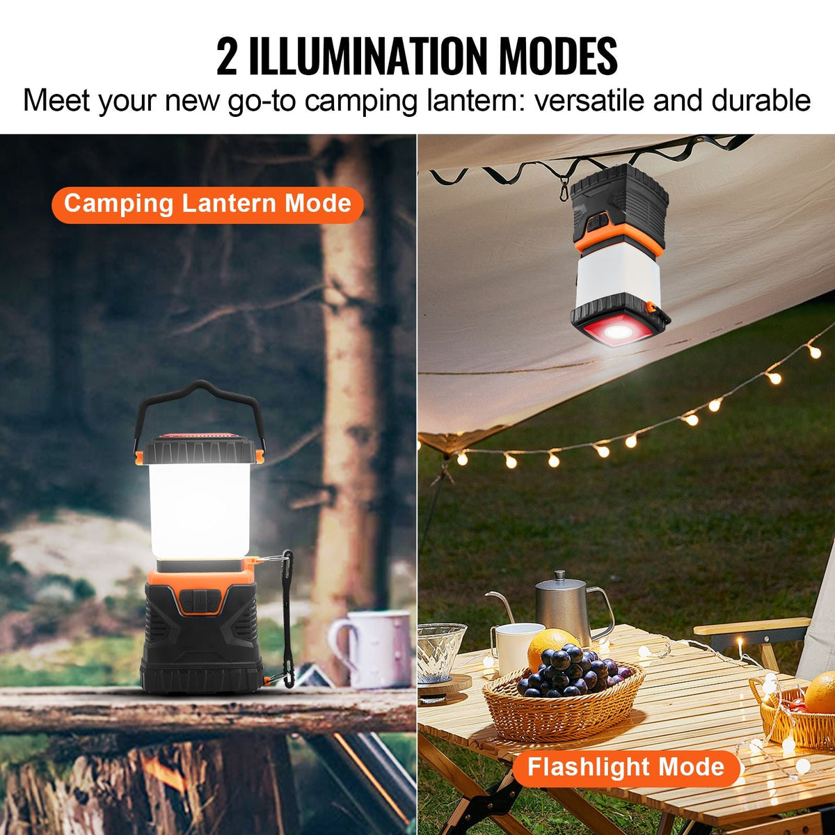 LED Camping Lantern, All-in-one, 1000LM, 360° Illumination, 4 Lighting Modes, Battery Powered Light, Outdoor Robust Flashlight, Built to Last Light, Ideal for Hiking Fishing Outages Repairs