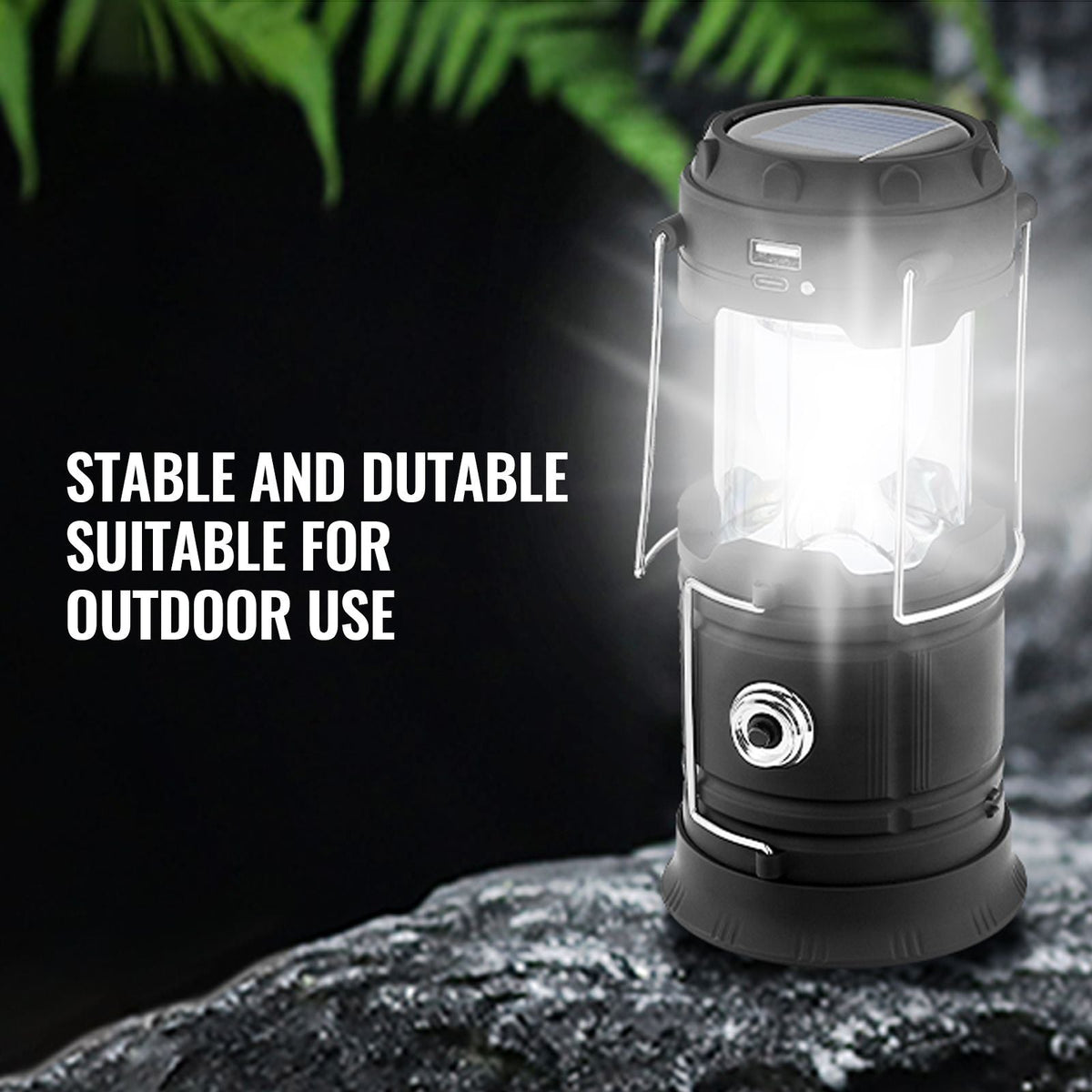 LED Camping Lanterns, 4 Pack Rechargeable Camping Flashlights, Solar & USB Charging, Portable Collapsible, Bulit to Last Lights, As Power Bank, for Hiking, Hurricane Emergency, Outrages, Fishing
