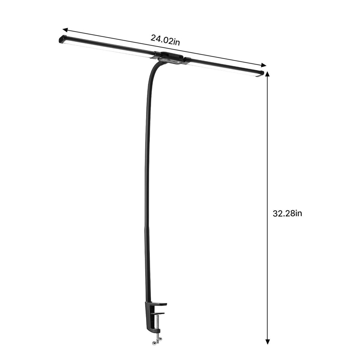 LED Desk Lamp with Clamp, Double Head Architect Desk Lamp for Home Office, Eye-Caring Desk Light with 360° Adjustable Gooseneck, 50 Lighting Modes & Timer Function for Studying Working Drawing