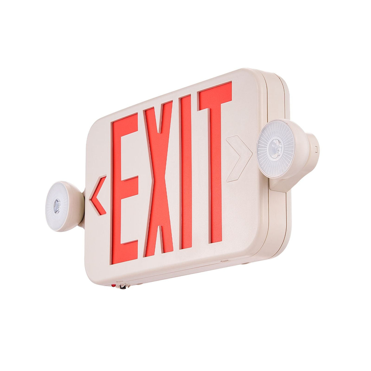 LED Exit Sign with Emergency Lights, Two LED Adjustable Heads Emergency Exit Light with Battery Backup, Combo Red Letter Fire Exit Lighting, Commercial Exit Signs